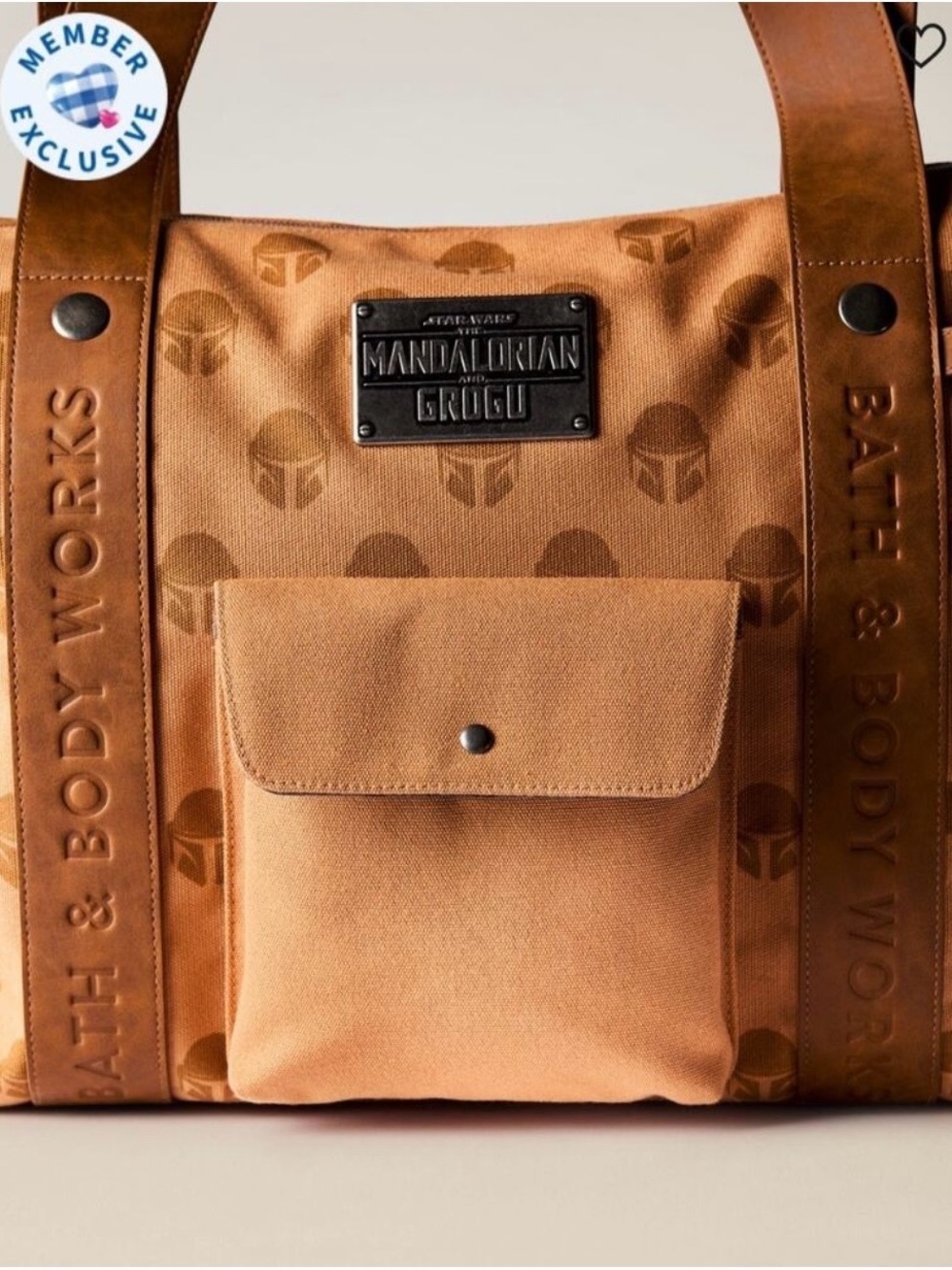 Star Wars Mandalorian Tan Canvas Satchel Bag with Leather Straps - Picture 2 of 7
